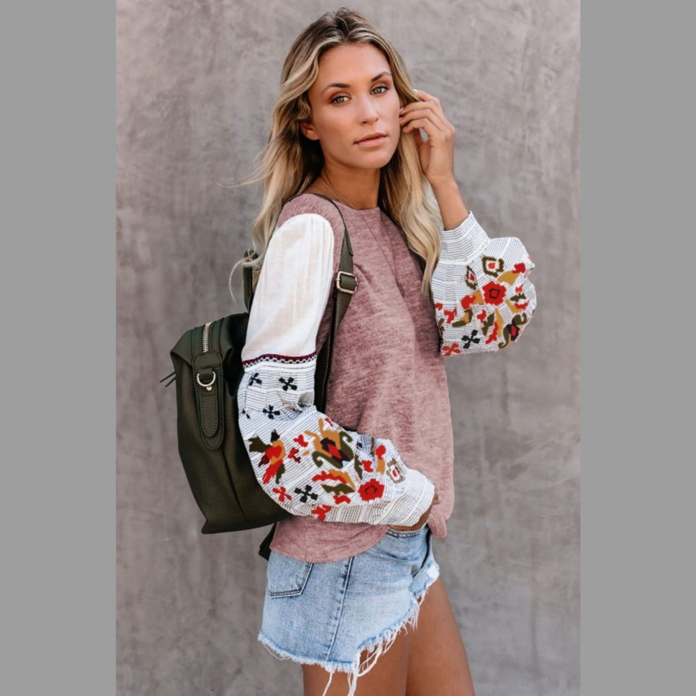 Pink Printed Knit Sweater - Picture 8 of 9